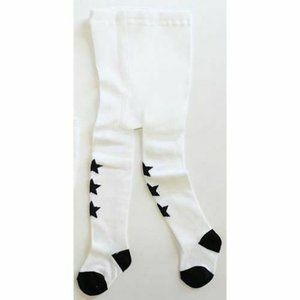 The Bamboo Design Baby Tights Size 6-18 Months Bamboo Cotton Blend White Stars